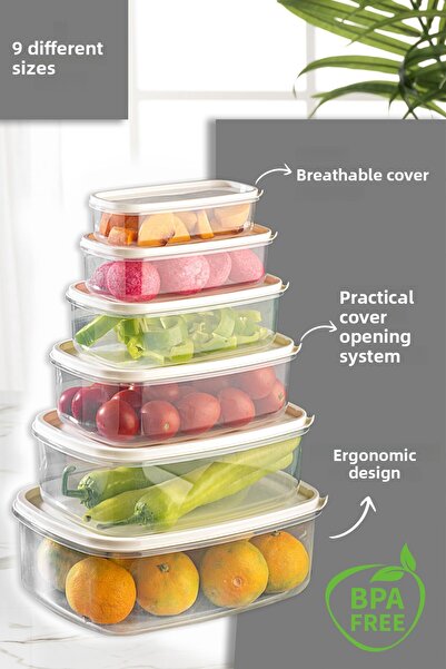 Meleni Home Plastic Set of 12 Rectangular Sweet Storage Containers - Clear White 7-12 628Eseri