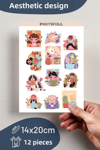 Postifull Flowers Themed Sticker and Label Set - Medium Size - Waterproof, Thick Adhesive Sticker Set