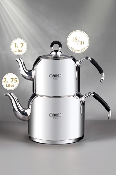Snippy Mango Kitchen - Maxi Large Size Stainless Steel 1.7 - 2.75 Lt. Teapot Set