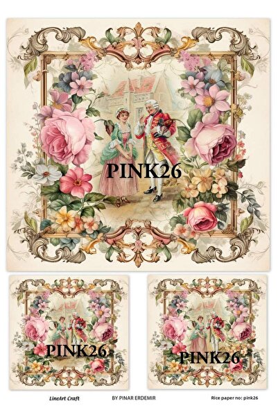 LİNEART ورق ديكوباج نحاسي موديل PINK26-29X42cm