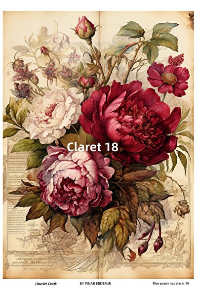 LİNEART Bordo18- Brass Decopage Paper - 30X42Cm