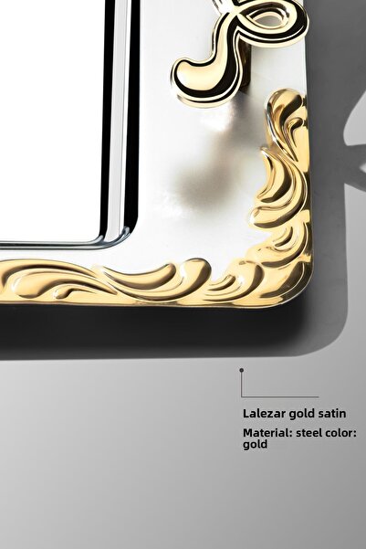 Nehir Δίσκος τσαγιού Lalezar Golden Satin Steel