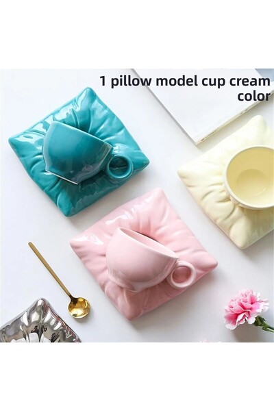 ARVALE Mona 90 ml Coffee Cup - Pillow Model, Figured Turkish Coffee