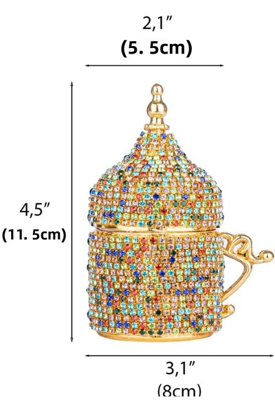 KT HOME Coffee Cup Turkish Arabian Coffee Espresso Cup Saucer Stone Crystal Set 1 Piece Handmade Copper