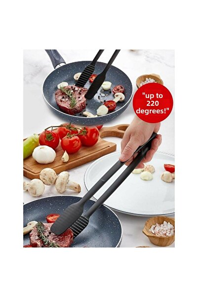 Myend 220 Degree Resistant Silicone Barbecue Tongs - Serving and Grilling Non-Slip