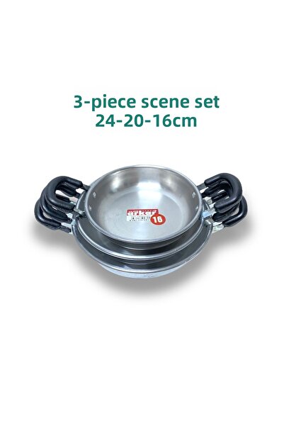 YILDIZ ARKAR Aluminum Omelette Pan Set of 3 (24-20-16 cm)