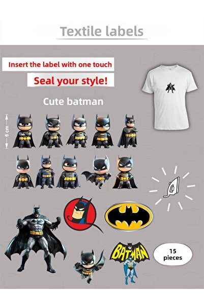 AGG Reklam Iron-On Clothing Labels Batman Set of 15
