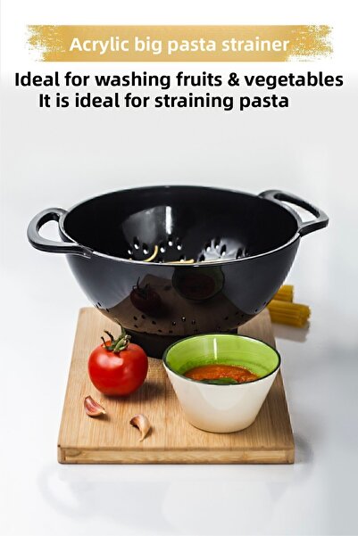 EWs أكريليك أسود - مصفاة فواكه المعكرونة والخضروات