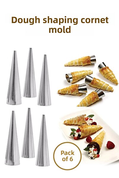 Heredot قالب كورنيش للعجين مكون من 6 قطع من الفولاذ المقاوم للصدأ Mıt1043