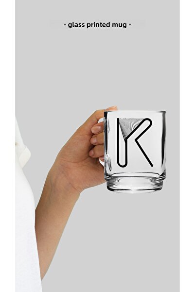 Bytwo TRANSPARENT GLASS CUP WITH LETTER K