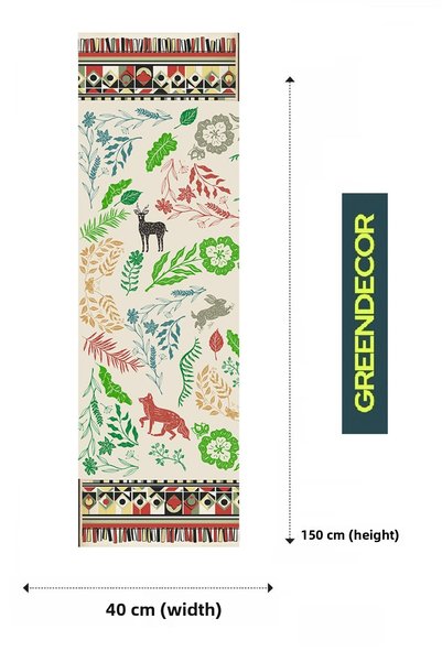 GREENDECOR Ethnic Antique Bohemian Patterned Special Design Runner Digital Printed Decorative Tablecloth Home Decoration