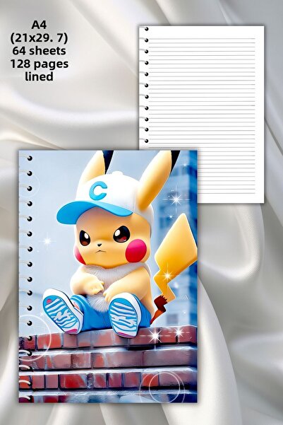 daily notebook كتاب مدرسي بوكيمون مخطط - حلزوني، 64 صفحة، مقاس A4