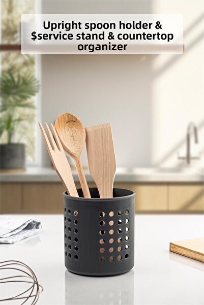 EWs Дървена лъжица за пушене - цилиндричен органайзер за плот и поставка за с...