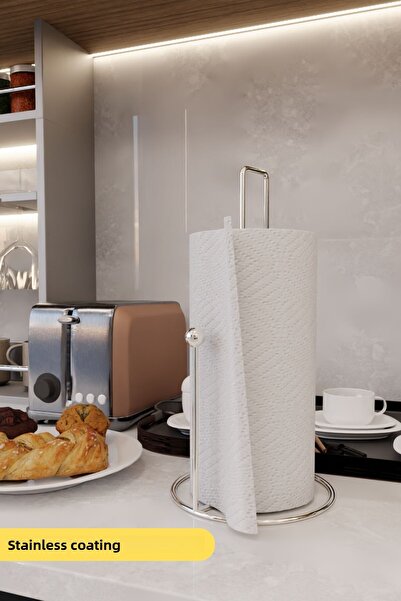 mba decor metal bending art Suport pentru prosoape de hârtie Silver Harmony cu design ergonomic - Suport pentru șervețele din inox Accesoriu pentru vesela de bucătărie