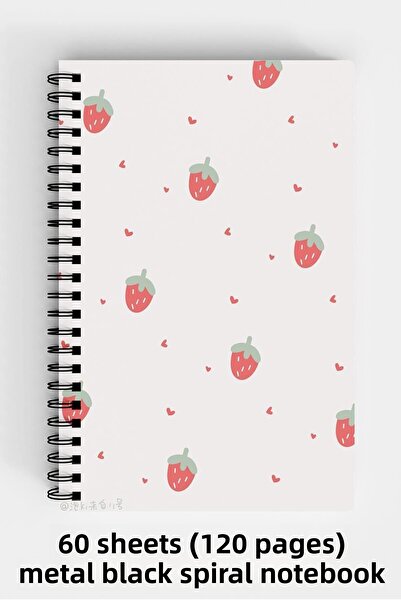 Anime Marketi Strawberry Design A5 Spiral Hard Cover Notebook 120 Sheets