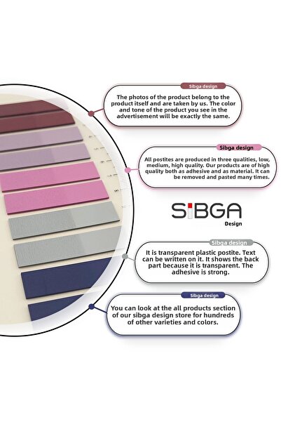 sibga tasarım ورق ملاحظات ملون شفاف - 200 ورقة من ملصقات المرجعية