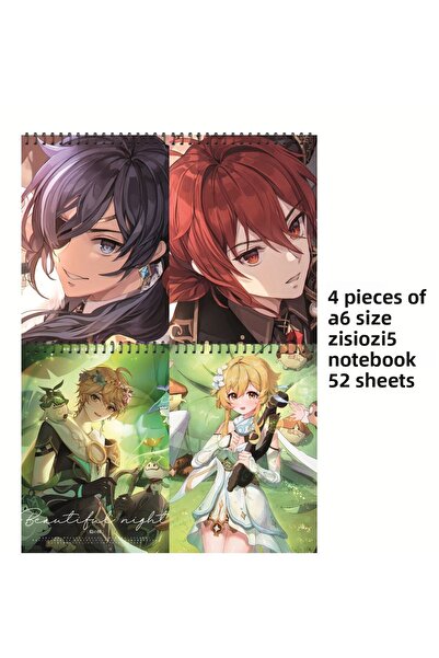 nihonwosekai Genshin Anime A6 Size Notebook Set Unlined 52 Sheets