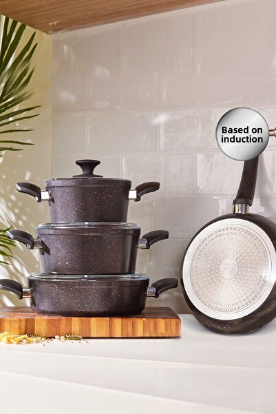 Karaca Nová 7dílná sada nádobí na indukční bázi Biogranit Black Gold