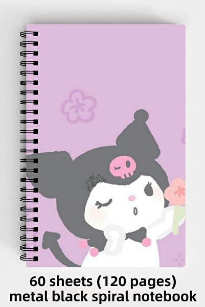 Anime Marketi Pink Kuromi Design A5 Spiral Hard Cover Notebook 120 Sheets
