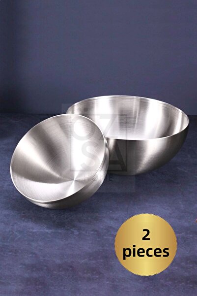 ÖzSa Home طقم وعاء للوجبات الخفيفة من الفولاذ المقاوم للصدأ مكون من قطعتين مق...