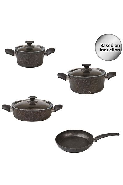 Karaca Set de vase de gătit Biogranit Black Gold New Induction Base, 7 piese