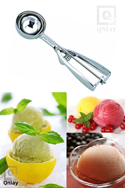 QNİAY Stainless Steel Ice Cream Scoop Halva Spoon Ball Shaped Luxury Cookie Ice Cream Spoon