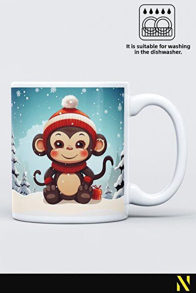 nilizma كوب على شكل قرد تحت عنوان رأس السنة الجديدة سعة 330 مل