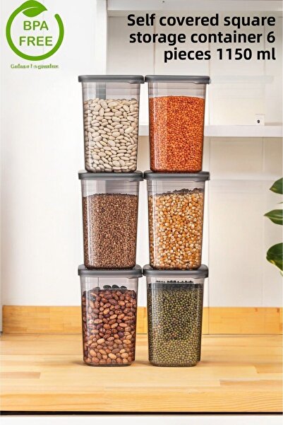 SUPERPUP طقم تخزين بهارات فريزر أنثراسايت سعة 1.15 لترًا مكون من 6 قطع