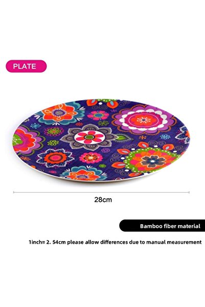 Fissman 1-Piece Flower Printed Plate Purple/Pink/Green 28cm