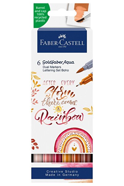 Faber Castell Разтворими маркери с 2 върха, комплект от 6 броя, бохо Голдфабе...
