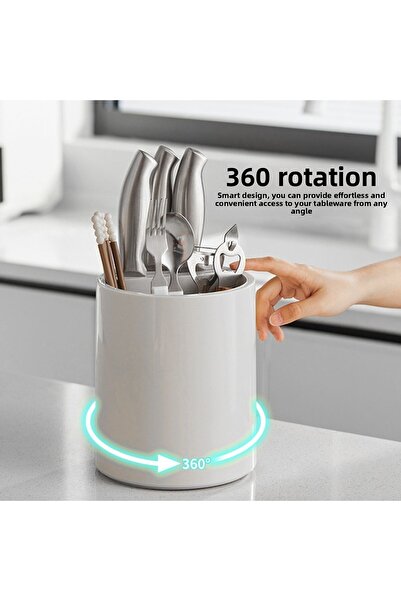 EZERE Fork - Knife - Spoon Storage and Drying Box Rotatable Kitchen Organizer...