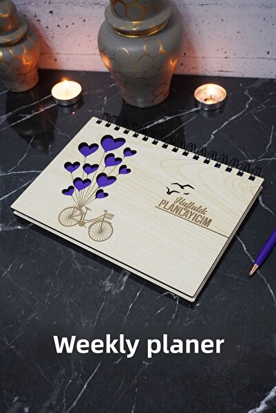 markcat دفتر الخطة الخشبية للدراجة بالون - جدول زمني غير مؤقت - مخطط أسبوعي (...