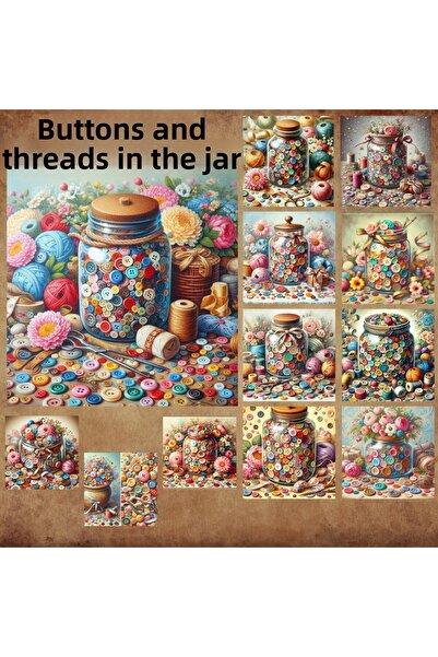 Pink Swan Craft Vintage în butoane în borcan - 12 buc. Set de autocolante pentru planificator pentru albume de însemnări Bullet Journal