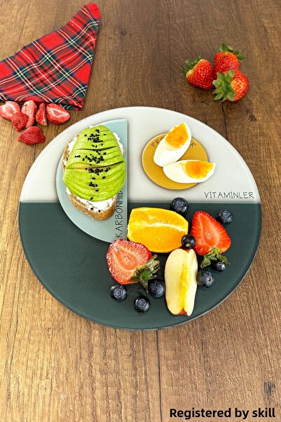 Decorita Glass Diet Plate| Glass Presentation Plate| Portion Plate - Nutrient Separation| Diameter25cm