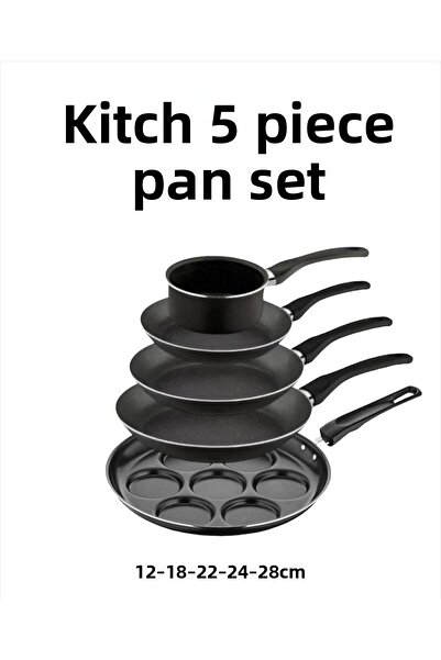 Bayev Kitch 5 Piece Kitchen Pan Set - 3 Sizes Pancakes Sauce, Roast Omelets and Dowry Pan