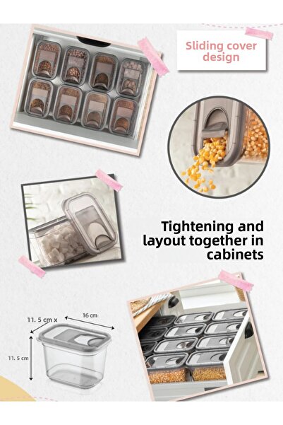 Violet Set of 3 Sliding Lid Storage Containers - Anthracite Color (3200 Ml, 2000 Ml, 1300 ml)