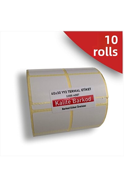 Kalite Barkod 40x30 2 قطعة ملصق حراري جنبًا إلى جنب| 10 لفات من ملصقات الباركود