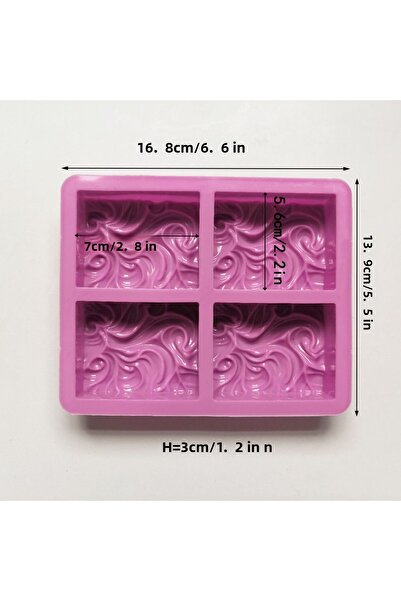 Choice قالب صابون سيليكون ثلاثي الأبعاد مصنوع يدويًا بأربع غرف مربعة أرجوانية...