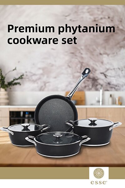 Esse Pro Titanium Pan Cookware Cooking Set 7 Pieces Black E0022