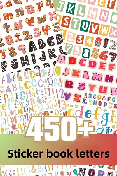 Postifull مجموعة ملصقات لاصقة بأحرف ملونة مكونة من 450+ قطعة - دفتر ملصقات مختلط