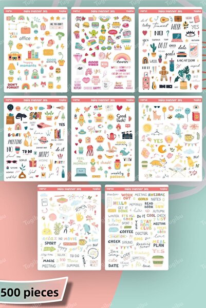 TUGİBU Sticker Weekly Planner Planner Label Set, Agenda, Notebook, 500 Pieces