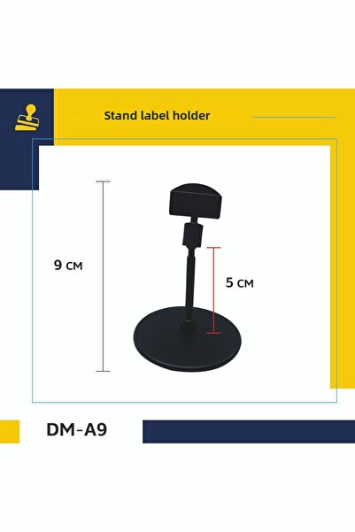 DamgaMarket حامل ملصقات بلاستيك بقاعدة، أسود 9 سم - 5 قطع