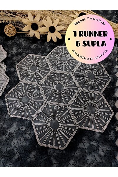 Çt Çeyizci Tekstil 6-Piece Supla Coffee Mat Placemat - Placemat