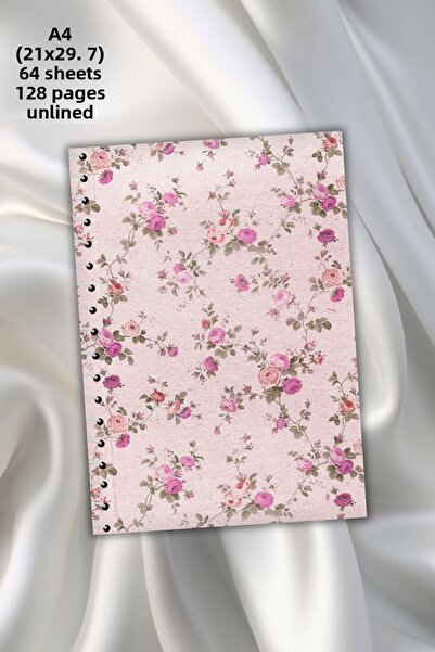 daily notebook دفتر ملاحظات مدرسي غير مبطن بالزهور مقاس A4 - 64 ورقة (21x29,7 سم)