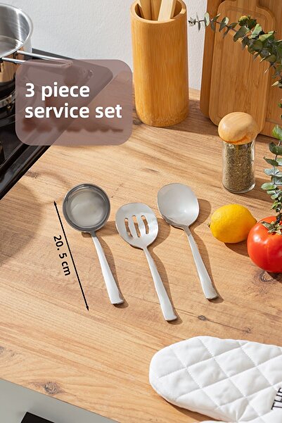 Porsima Sydney 3-Piece Stainless Steel Mini Ladle Spoon Colander Serving Set