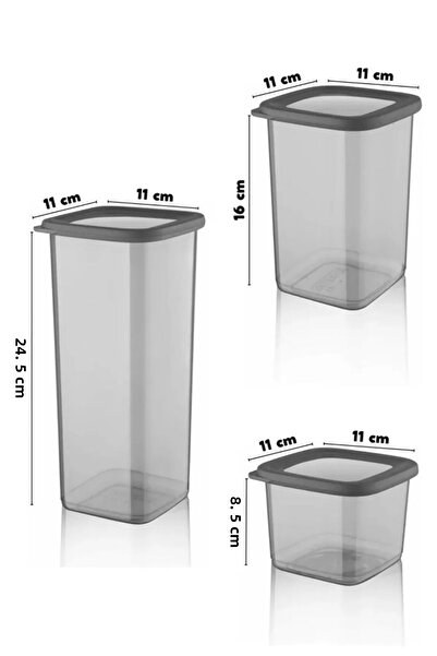 rafiel 3 Size Square Storage Container Set Organizer Food Container Storage Storage Anthracite