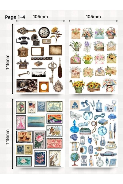 alışveriş kurdu Set of 12 Vintage Sticker Labels - Planner Agenda Phone Tablet Laptop Bullet Journal Sticker