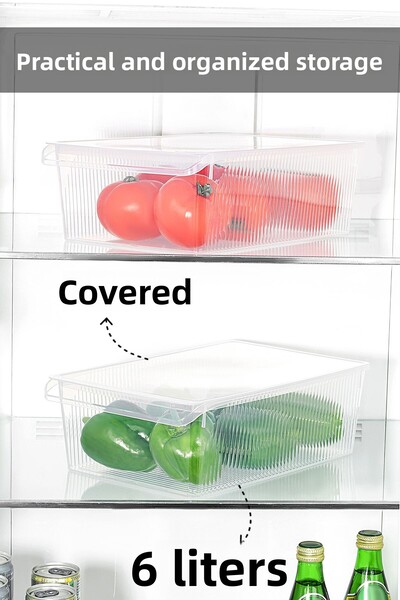 Meleni Home 2 Storage Containers with Lids - Organizer Organizer Fruit Vegetable Ration Container Storage Box 6 Liters