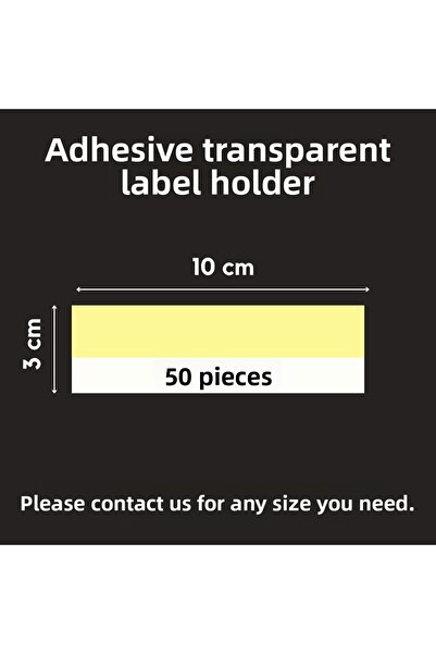 Şeffaf Etiket 50 τεμάχια PVC Αυτοκόλλητη θήκη ετικετών 10x3 εκ. Αυτοκόλλητη τ...