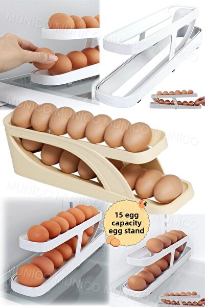 Gaggani Egg Storage Box Two Layers Automatic Swivel Shelf Stylish Design High Capacity and Space Saving